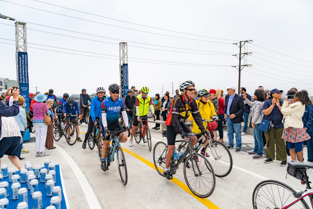 The opening for the Mark Bixby Memorial Bicycle-Pedestrian Path was held Sunday, May 20, 2023. The event continued with a ribbon cutting on the path, followed by cyclists and pedestrians using the path for the first time.