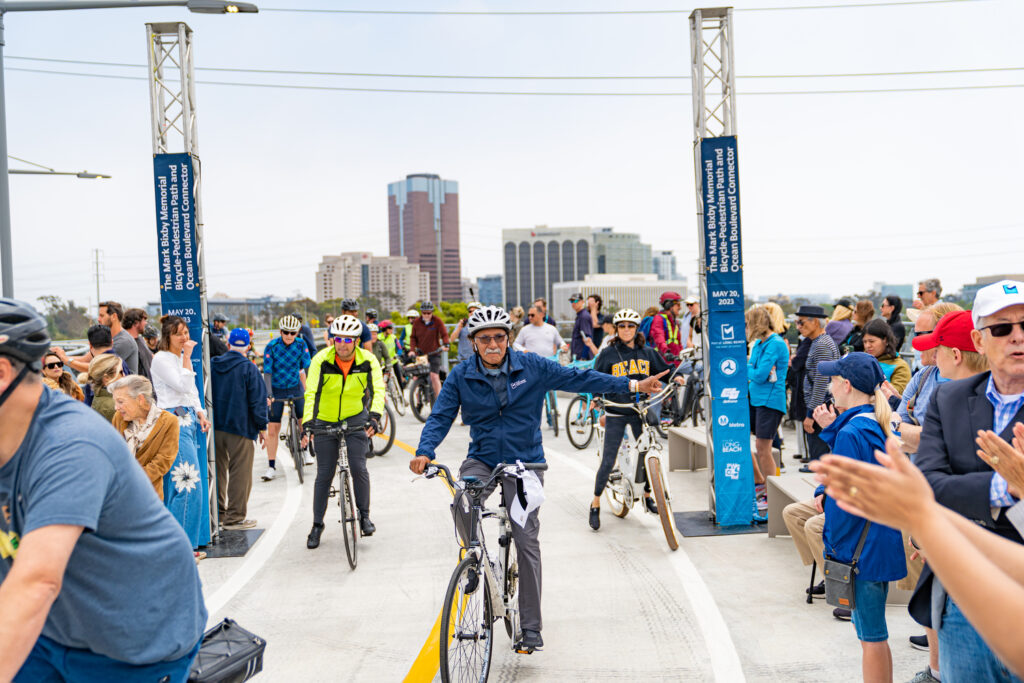 The opening for the Mark Bixby Memorial Bicycle-Pedestrian Path was held Sunday, May 20, 2023. The event continued with a ribbon cutting on the path, followed by cyclists and pedestrians using the path for the first time.