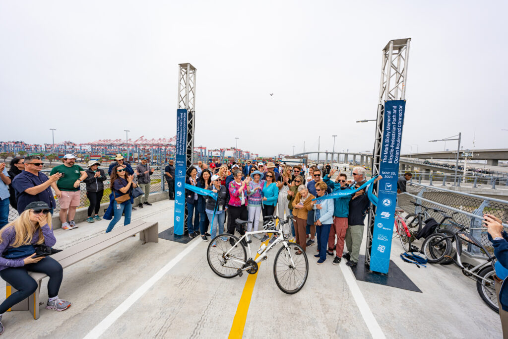 The opening for the Mark Bixby Memorial Bicycle-Pedestrian Path was held Sunday, May 20, 2023. The event continued with a ribbon cutting on the path, followed by cyclists and pedestrians using the path for the first time.