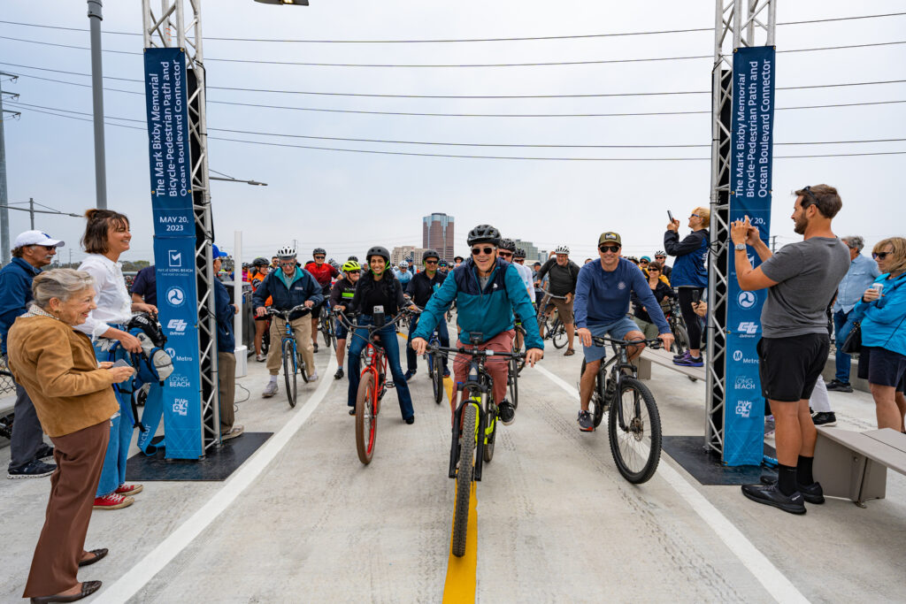 The opening for the Mark Bixby Memorial Bicycle-Pedestrian Path was held Sunday, May 20, 2023. The event continued with a ribbon cutting on the path, followed by cyclists and pedestrians using the path for the first time.