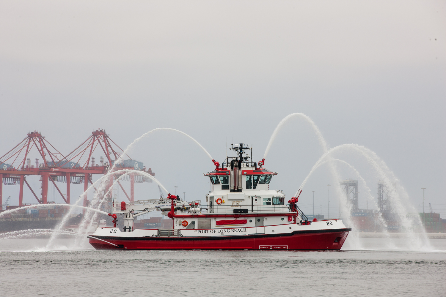 Protector, a new state-of-the-art fireboat, goes into service at the Port in June 2016. Protector is equipped with 10 water cannons capable of extinguishing fires in the harbor or on nearby land with more than 41,000 gallons per minute. A second fireboat, the Vigilance, is delivered in 2017.